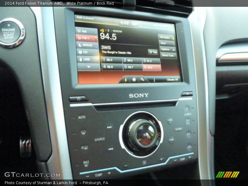 White Platinum / Brick Red 2014 Ford Fusion Titanium AWD