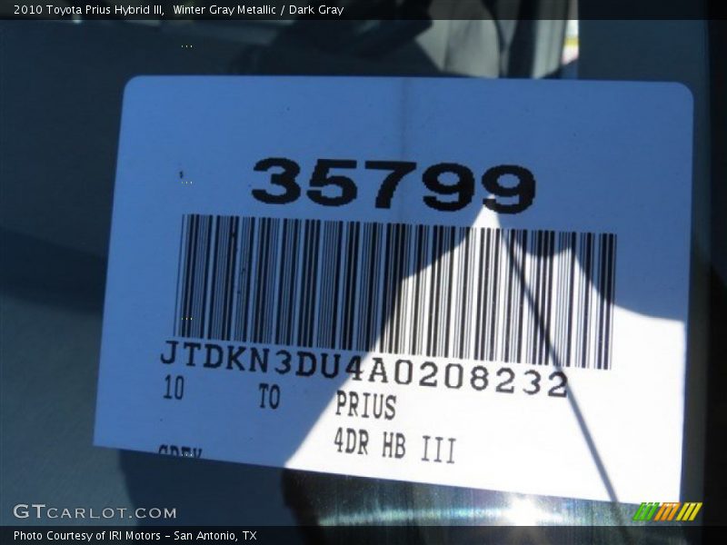 Winter Gray Metallic / Dark Gray 2010 Toyota Prius Hybrid III