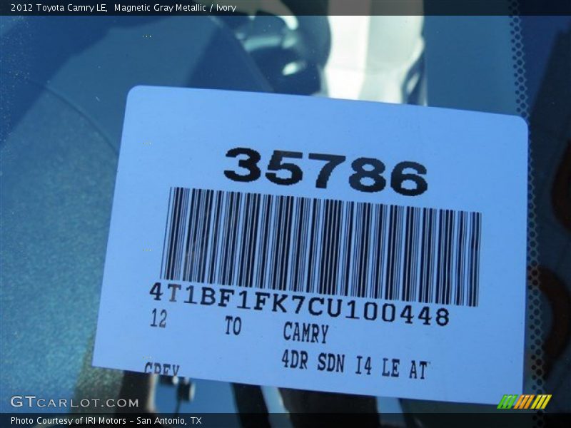 Magnetic Gray Metallic / Ivory 2012 Toyota Camry LE