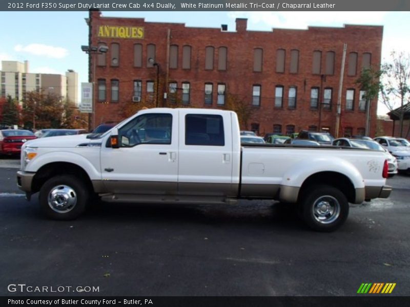 White Platinum Metallic Tri-Coat / Chaparral Leather 2012 Ford F350 Super Duty Lariat Crew Cab 4x4 Dually