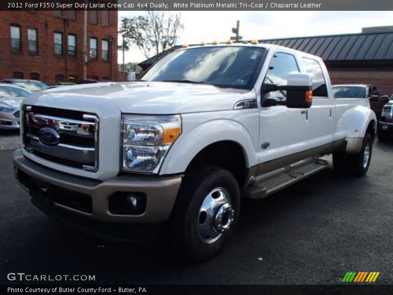 White Platinum Metallic Tri-Coat / Chaparral Leather 2012 Ford F350 Super Duty Lariat Crew Cab 4x4 Dually