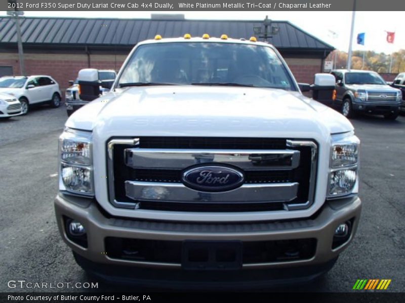 White Platinum Metallic Tri-Coat / Chaparral Leather 2012 Ford F350 Super Duty Lariat Crew Cab 4x4 Dually