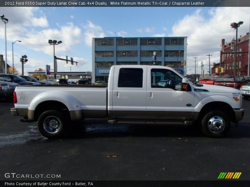 White Platinum Metallic Tri-Coat / Chaparral Leather 2012 Ford F350 Super Duty Lariat Crew Cab 4x4 Dually