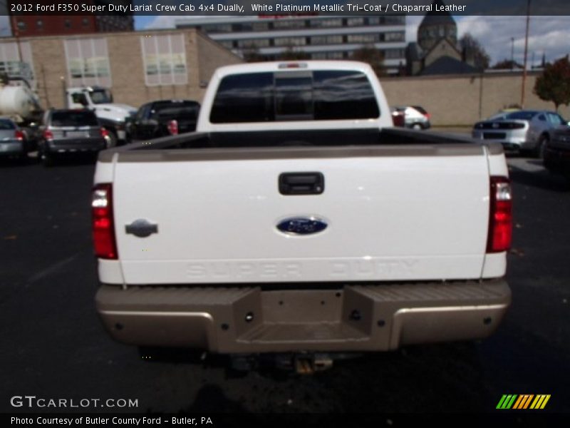 White Platinum Metallic Tri-Coat / Chaparral Leather 2012 Ford F350 Super Duty Lariat Crew Cab 4x4 Dually