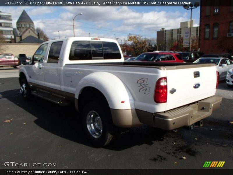 White Platinum Metallic Tri-Coat / Chaparral Leather 2012 Ford F350 Super Duty Lariat Crew Cab 4x4 Dually