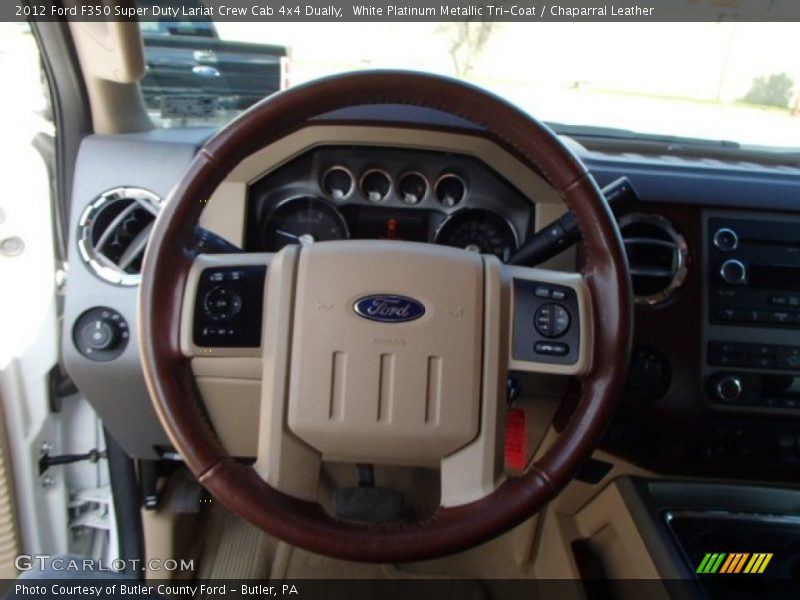 White Platinum Metallic Tri-Coat / Chaparral Leather 2012 Ford F350 Super Duty Lariat Crew Cab 4x4 Dually