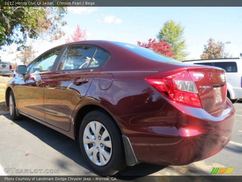 Crimson Pearl / Beige 2012 Honda Civic LX Sedan