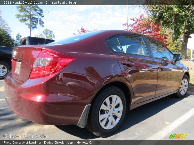 Crimson Pearl / Beige 2012 Honda Civic LX Sedan