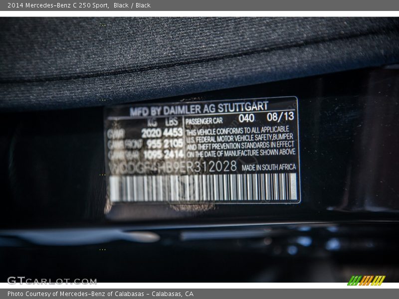 Black / Black 2014 Mercedes-Benz C 250 Sport