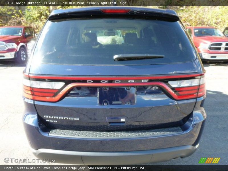 True Blue Pearl / Black/Light Frost Beige 2014 Dodge Durango SXT AWD