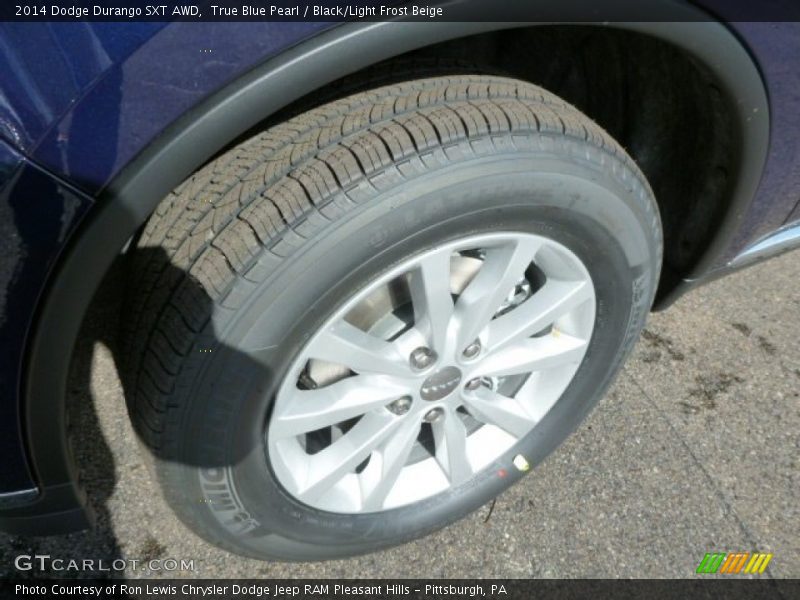 True Blue Pearl / Black/Light Frost Beige 2014 Dodge Durango SXT AWD