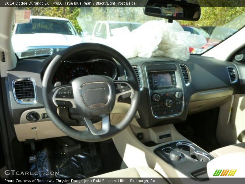True Blue Pearl / Black/Light Frost Beige 2014 Dodge Durango SXT AWD
