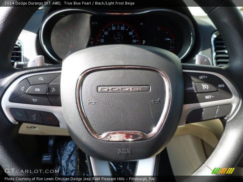 True Blue Pearl / Black/Light Frost Beige 2014 Dodge Durango SXT AWD