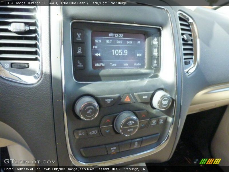 True Blue Pearl / Black/Light Frost Beige 2014 Dodge Durango SXT AWD