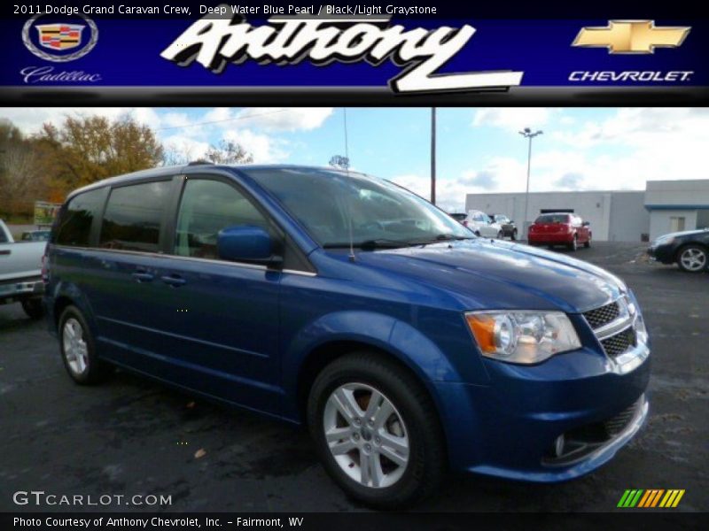Deep Water Blue Pearl / Black/Light Graystone 2011 Dodge Grand Caravan Crew