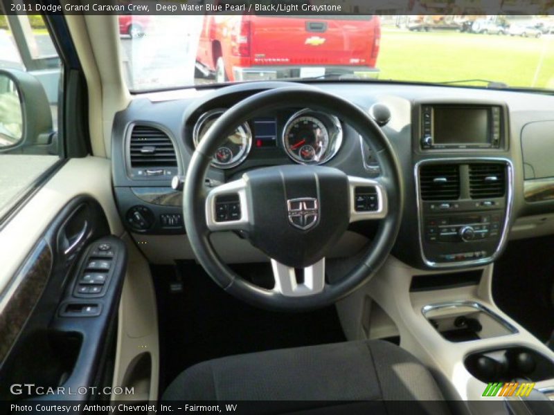 Deep Water Blue Pearl / Black/Light Graystone 2011 Dodge Grand Caravan Crew