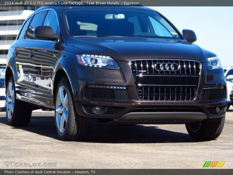 Teak Brown Metallic / Espresso 2014 Audi Q7 3.0 TFSI quattro S Line Package