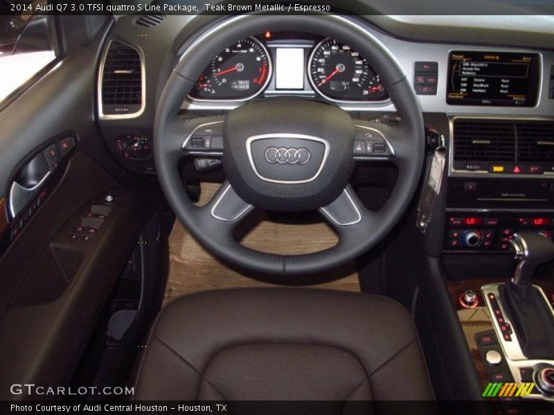 Teak Brown Metallic / Espresso 2014 Audi Q7 3.0 TFSI quattro S Line Package