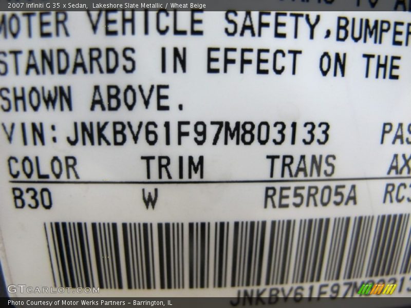 Lakeshore Slate Metallic / Wheat Beige 2007 Infiniti G 35 x Sedan