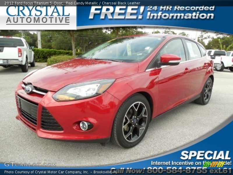 Red Candy Metallic / Charcoal Black Leather 2012 Ford Focus Titanium 5-Door