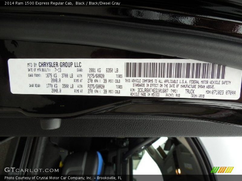 Black / Black/Diesel Gray 2014 Ram 1500 Express Regular Cab