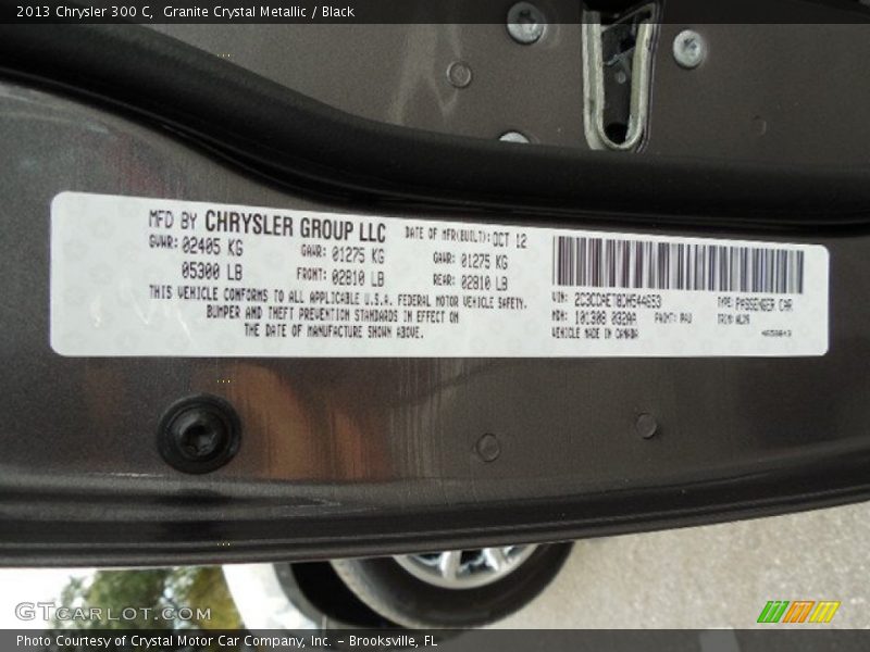 Granite Crystal Metallic / Black 2013 Chrysler 300 C