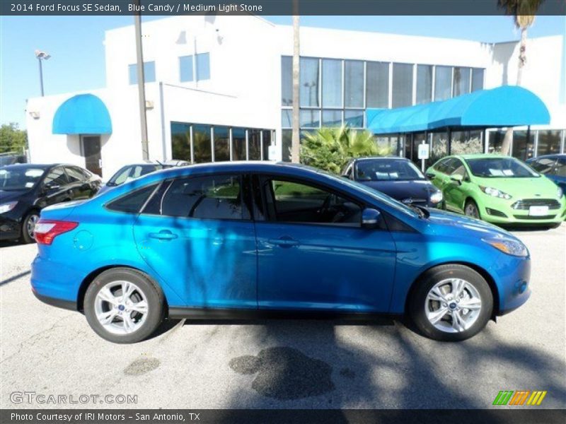 Blue Candy / Medium Light Stone 2014 Ford Focus SE Sedan