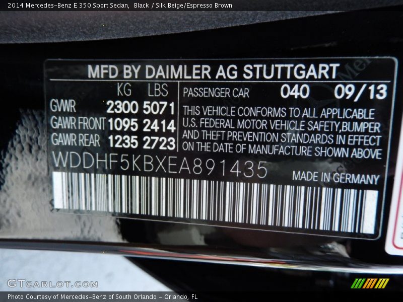 Black / Silk Beige/Espresso Brown 2014 Mercedes-Benz E 350 Sport Sedan