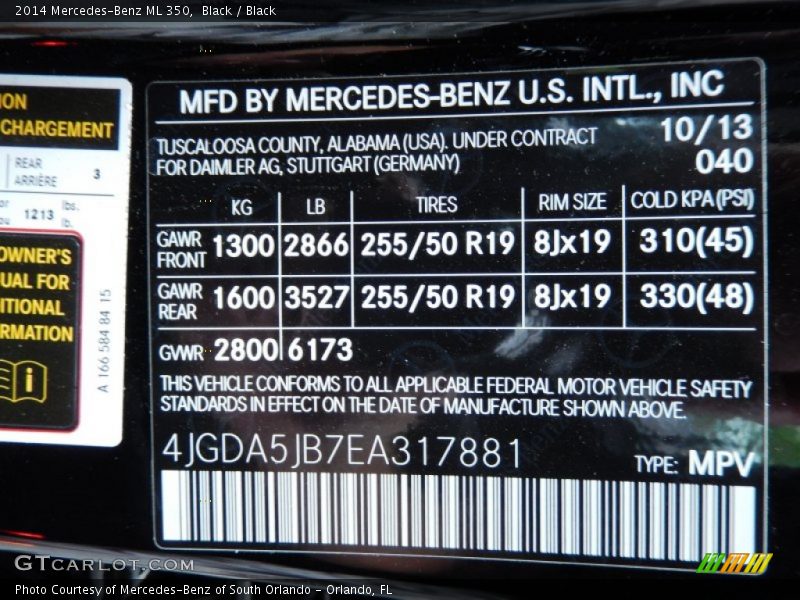 Black / Black 2014 Mercedes-Benz ML 350