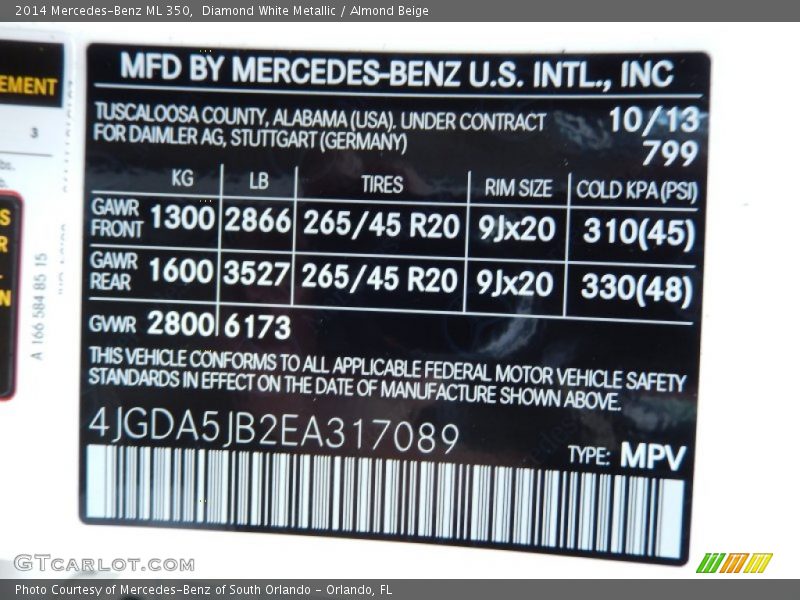 Diamond White Metallic / Almond Beige 2014 Mercedes-Benz ML 350