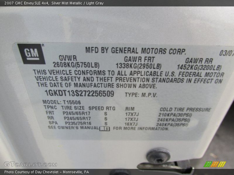 Silver Mist Metallic / Light Gray 2007 GMC Envoy SLE 4x4
