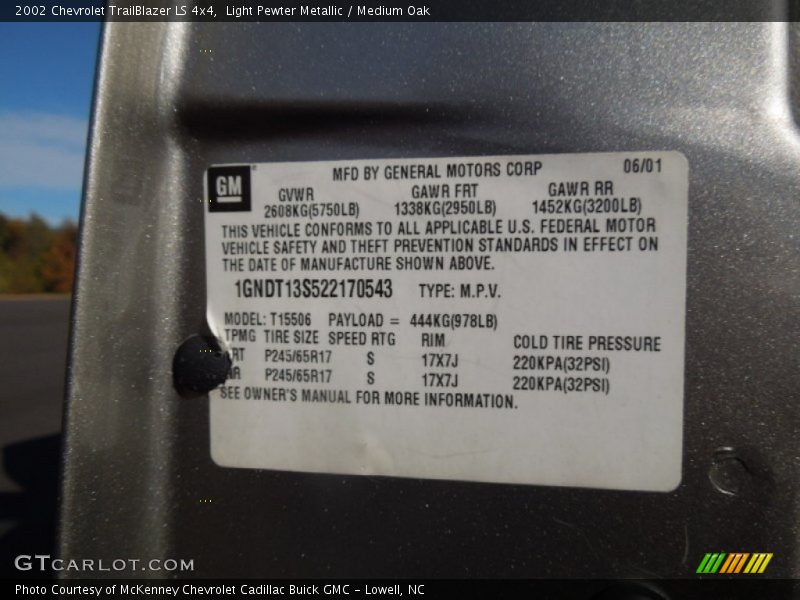 Light Pewter Metallic / Medium Oak 2002 Chevrolet TrailBlazer LS 4x4