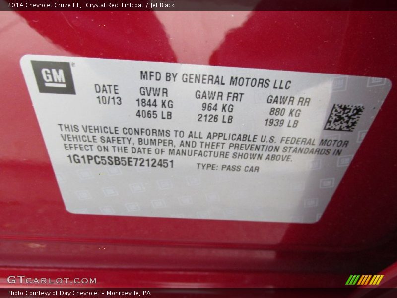 Crystal Red Tintcoat / Jet Black 2014 Chevrolet Cruze LT