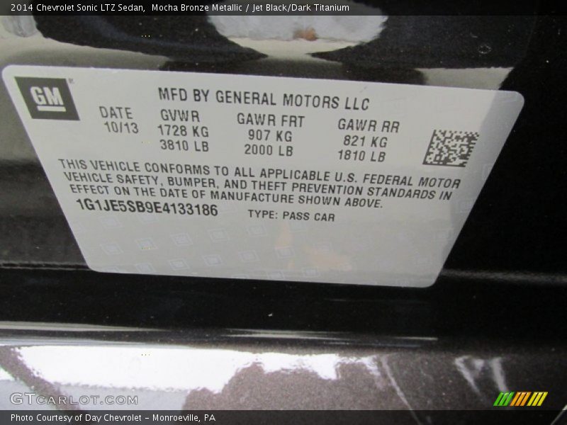 Mocha Bronze Metallic / Jet Black/Dark Titanium 2014 Chevrolet Sonic LTZ Sedan