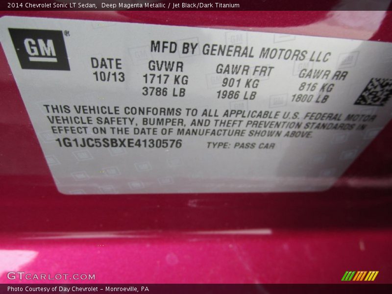 Deep Magenta Metallic / Jet Black/Dark Titanium 2014 Chevrolet Sonic LT Sedan