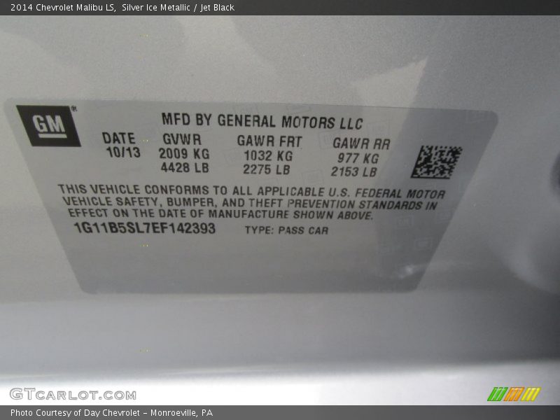 Silver Ice Metallic / Jet Black 2014 Chevrolet Malibu LS