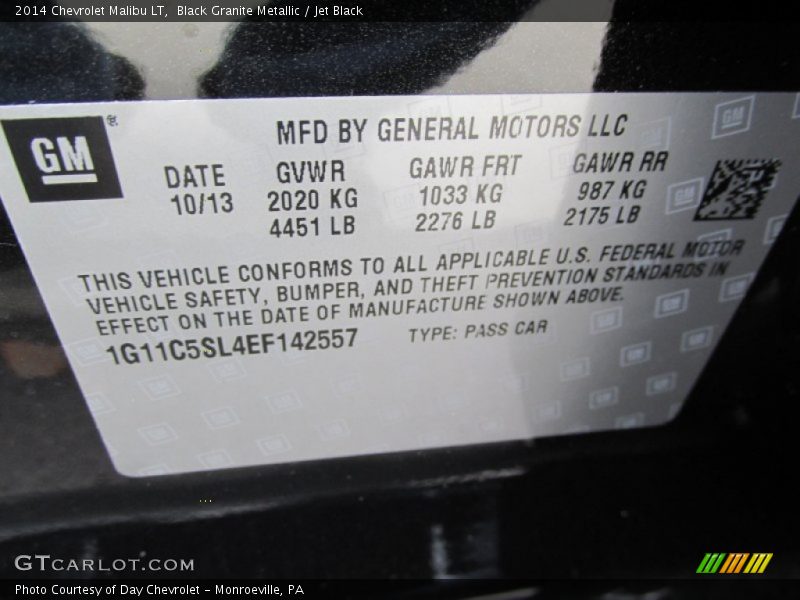 Black Granite Metallic / Jet Black 2014 Chevrolet Malibu LT
