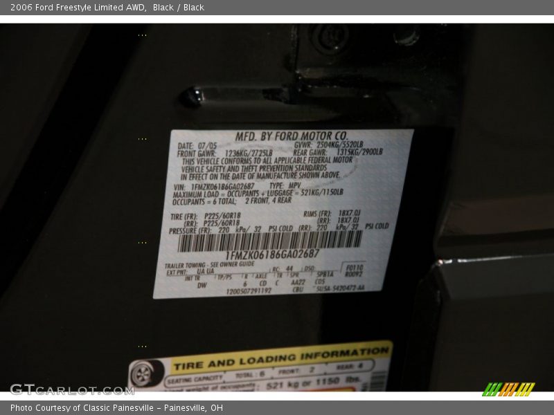 Black / Black 2006 Ford Freestyle Limited AWD