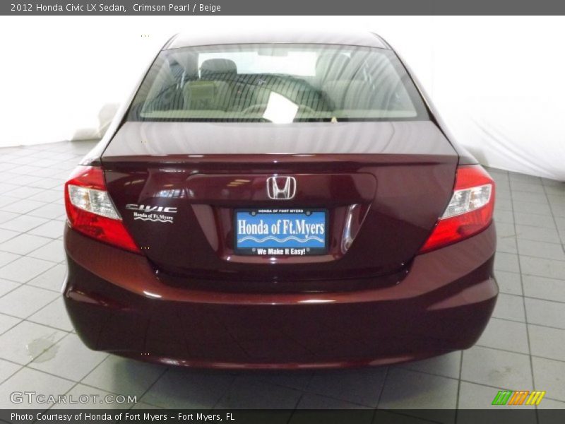 Crimson Pearl / Beige 2012 Honda Civic LX Sedan