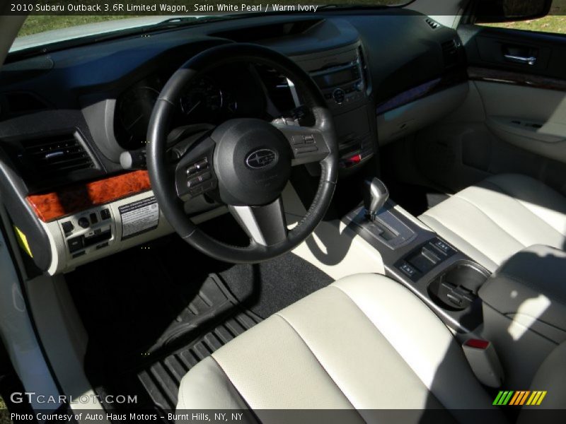 Satin White Pearl / Warm Ivory 2010 Subaru Outback 3.6R Limited Wagon