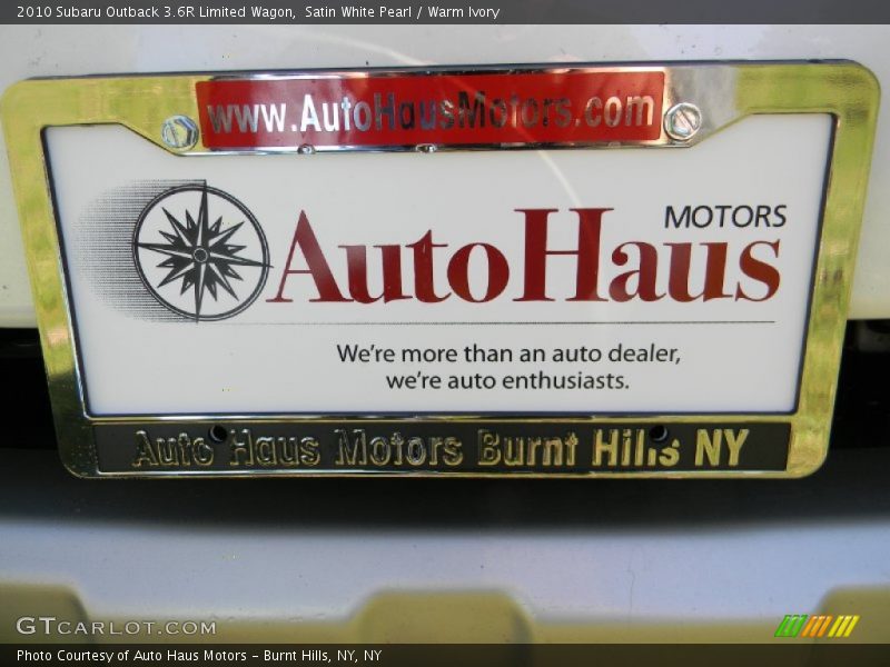 Satin White Pearl / Warm Ivory 2010 Subaru Outback 3.6R Limited Wagon