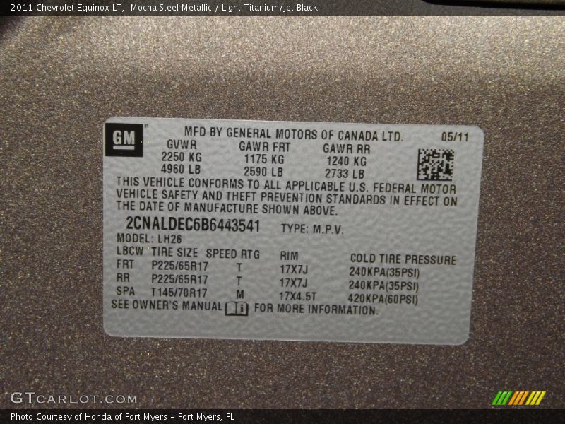 Mocha Steel Metallic / Light Titanium/Jet Black 2011 Chevrolet Equinox LT