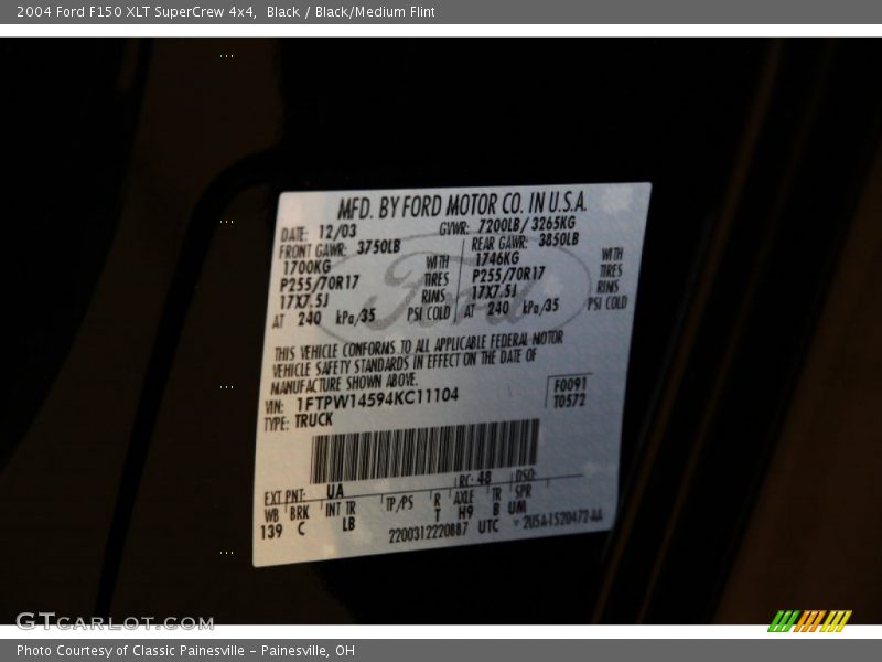 Black / Black/Medium Flint 2004 Ford F150 XLT SuperCrew 4x4