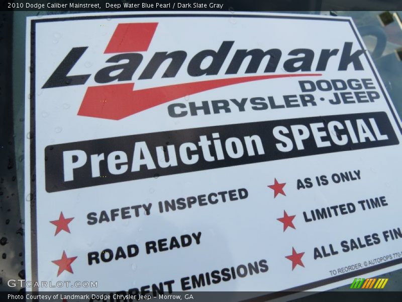 Deep Water Blue Pearl / Dark Slate Gray 2010 Dodge Caliber Mainstreet