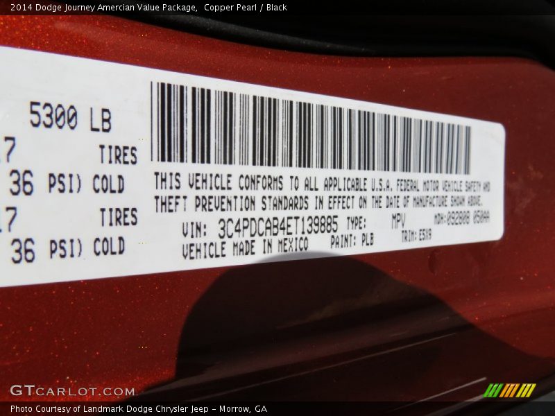 Copper Pearl / Black 2014 Dodge Journey Amercian Value Package