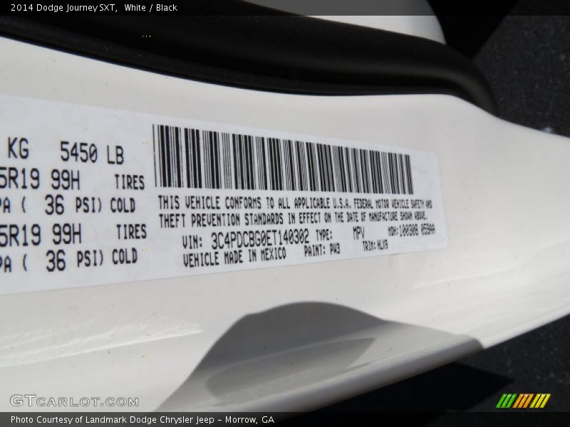 White / Black 2014 Dodge Journey SXT