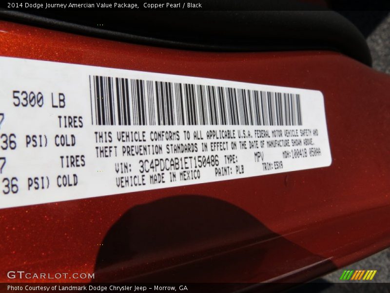 Copper Pearl / Black 2014 Dodge Journey Amercian Value Package
