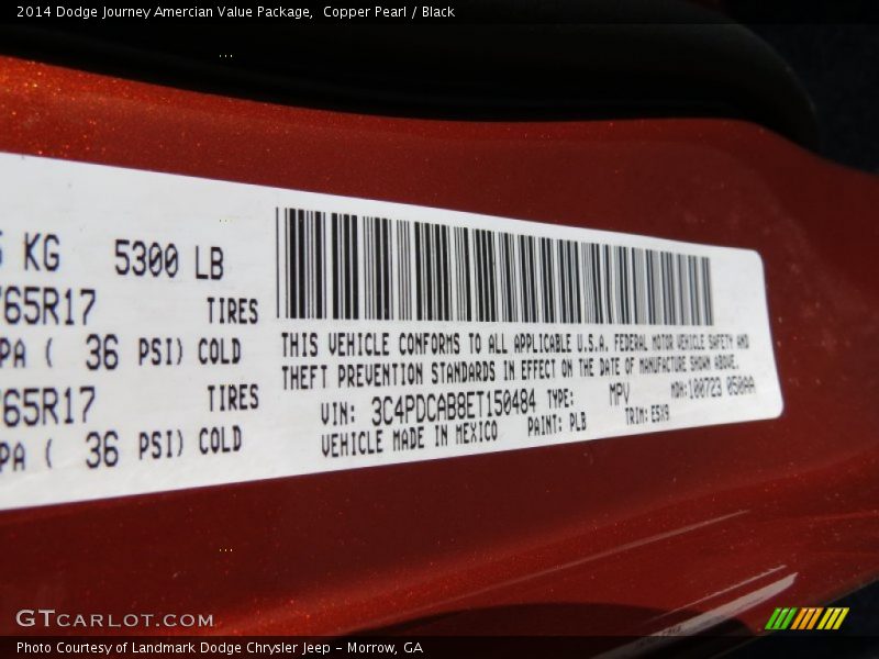 Copper Pearl / Black 2014 Dodge Journey Amercian Value Package