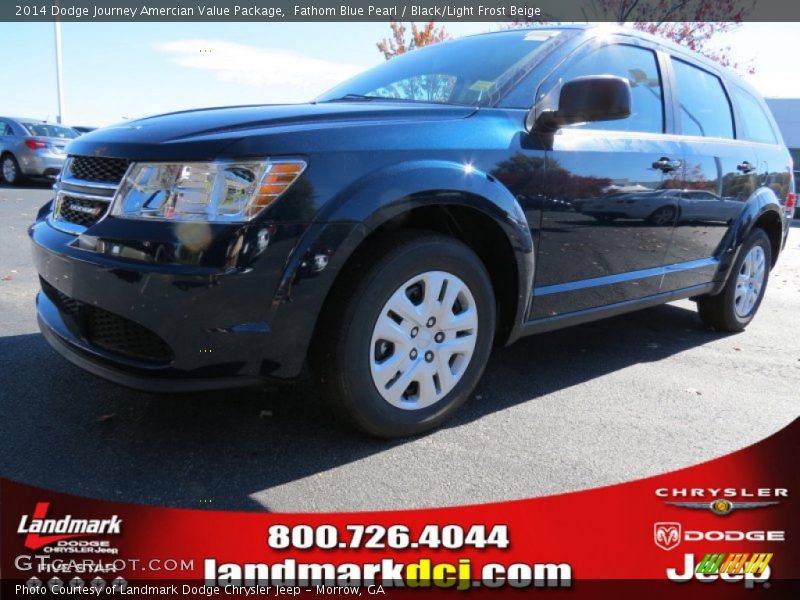 Fathom Blue Pearl / Black/Light Frost Beige 2014 Dodge Journey Amercian Value Package