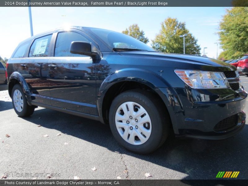 Fathom Blue Pearl / Black/Light Frost Beige 2014 Dodge Journey Amercian Value Package